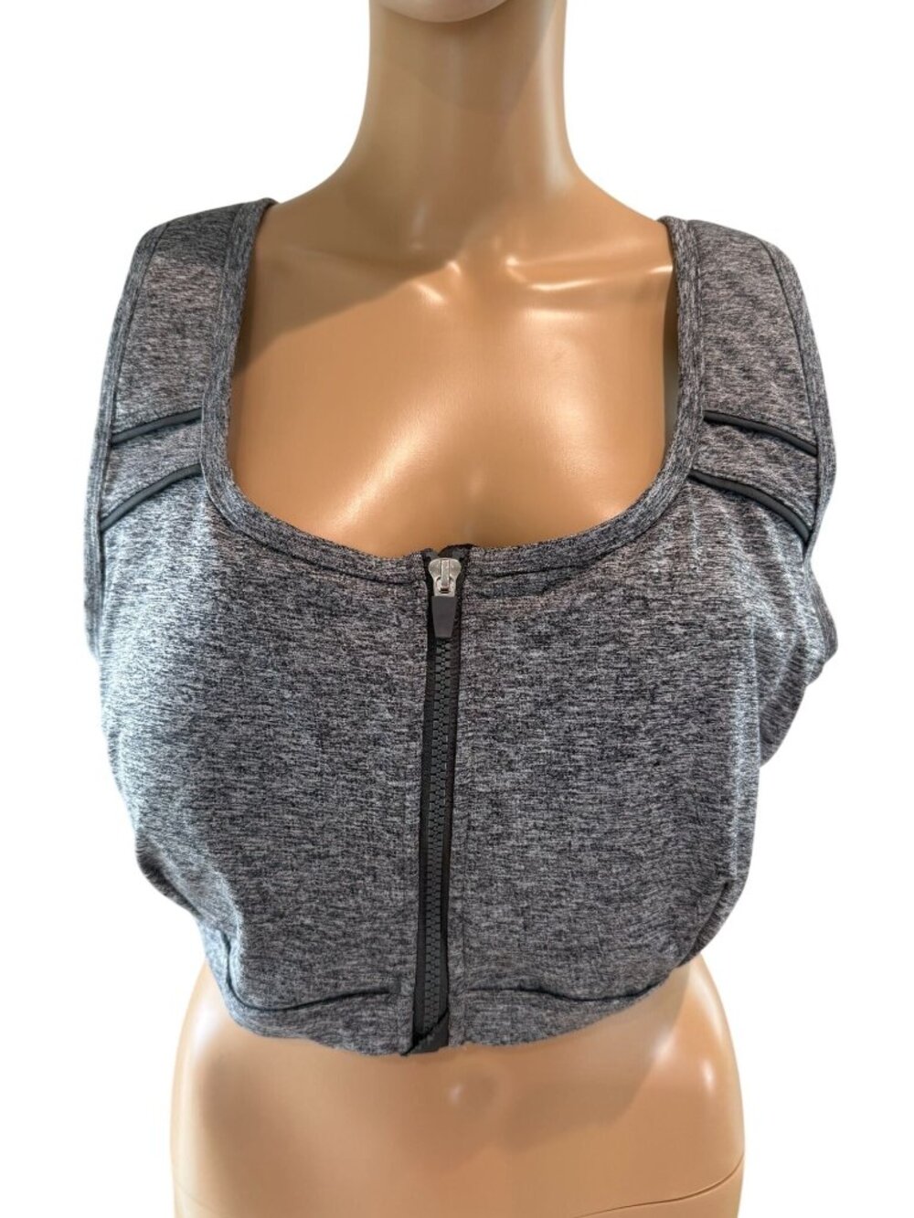 BCG High Impact Plus Size Sports Bra 2X Heather Grey Racerback Removable Cups